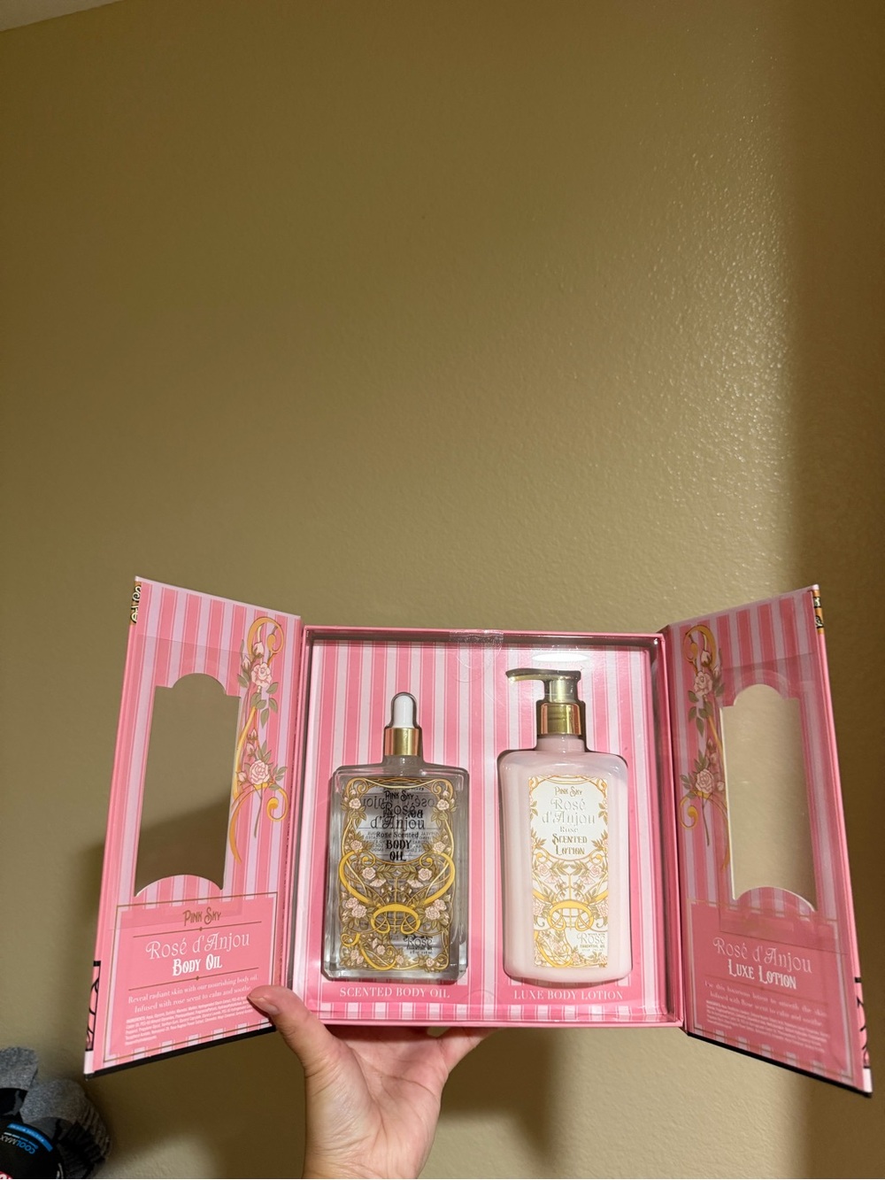 Pink Sky Rose d’Anjou Luxy Body Oil and Body Lotion, Rose Scented